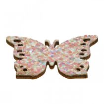 Scatter decoration wood, scatter pieces spring Easter pink 2–4cm 64p