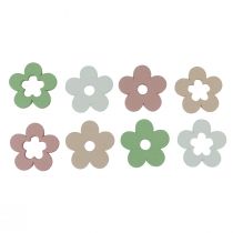 Product Scatter decoration wooden flowers table decoration colored 2 motifs Ø3cm 24pcs