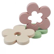 Product Scatter decoration wooden flowers table decoration colored 2 motifs Ø3cm 24pcs