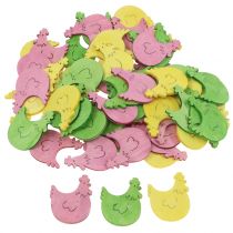 Product scatter wooden chicken assorted colors 4cm 72pcs