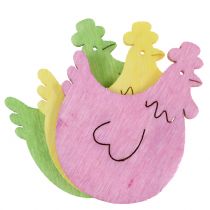 Product scatter wooden chicken assorted colors 4cm 72pcs