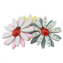 Product Scatter decoration ladybug flower wood felt color Ø4cm 48pcs