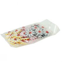 Product Scatter decoration ladybird flower wood felt color Ø4cm 48 pcs