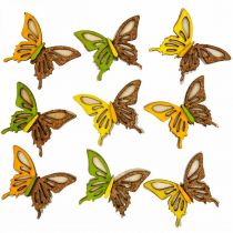 Product Scatter decoration butterflies wood green/yellow/orange 3×4cm 24 pcs