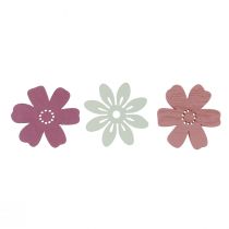 Scatter decoration table flowers wood white pink purple 3.5cm 36pcs