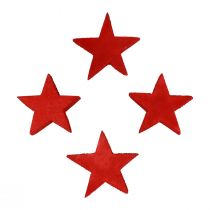 Scatter decoration Christmas stars red wooden stars Ø4cm 24pcs