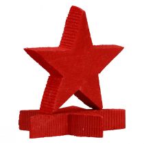 Scatter decoration Christmas stars red wooden stars Ø5.5cm 12pcs