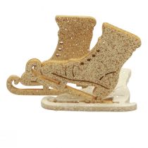 Product Scatter decoration winter decoration wood ice skate glitter 4x3.5cm 72p