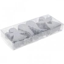 Product Scatter decoration Christmas angel decoration silver glitter H8cm 24 pcs