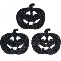 Product Scatter decoration Halloween pumpkin decoration 4 cm black, glitter 72 pcs