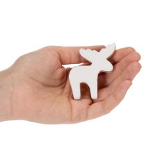 Product Elk Standing Wooden Decoration, 6 cm, White and Natural, Set of 8