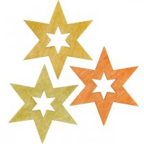 Product Wooden stars deco sprinkles Christmas Orange H4cm 72p