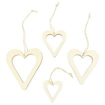 Product Wooden hearts decoration hanger wooden decoration heart natural 6/8/10/12cm 16 pcs
