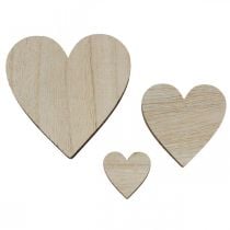 Wooden Hearts Scatter Decoration Heart Nature Brown Table Decoration 29St