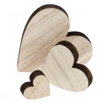 Product Wooden Hearts Scatter Decoration Heart Natural Brown Table Decoration 29 Pcs