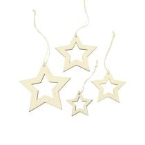Wooden stars decoration decoration hanger wood star natural 6/8/10/12cm 16pcs