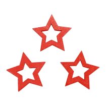 Product Scatter Decoration Christmas Decoration Stars Red Wooden Stars Ø4cm 54 Pcs