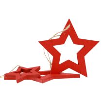 Product Wooden stars decoration decoration hanger wood star red 6/8/10/12cm 16pcs