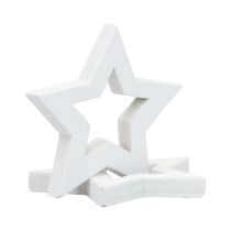 Scatter decoration Christmas stars white wooden stars Ø4cm 54pcs