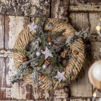 Braided straw wreath Ø37cm natural rustic straw decoration