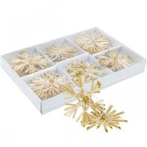 Product Straw Stars Glitter Gold Set Christmas Decorations Ø6cm 24 pcs