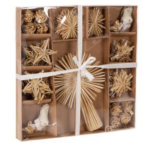 Product Natural Straw Christmas Decorations Set - 35 Pieces, Stars and Figures