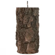 Pillar candle tree trunk decorative candle brown 130/65mm 1pc