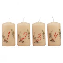 Product Advent candles Advent wreath 1-4 cream 130/70mm 4pcs