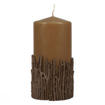 Product Pillar candle branches decor candle brown caramel 150/70mm 1pc