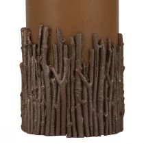 Product Pillar candle branches decor candle brown caramel 150/70mm 1 pc