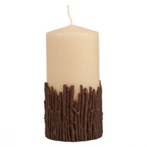 Product Pillar candle branches decor candle rustic beige 150/70mm 1pc