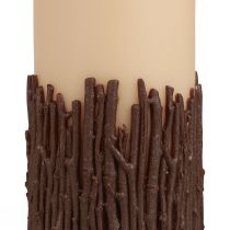Product Pillar candle branches decor candle rustic beige 150/70mm 1 pc