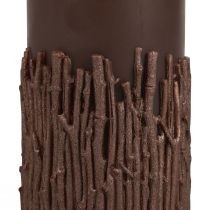 Pillar candle branches decor candle dark brown 150/70mm 1pc