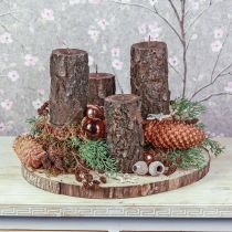 Pillar candle tree trunk decorative candle brown 130/65mm 1pc