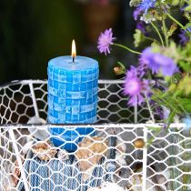 Product Rustic pillar candles, basket pattern candles, turquoise wax candles 110/65 2pcs