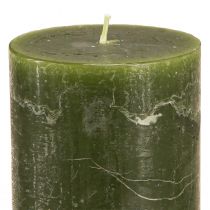 Product Pillar candle set, 3 colors, green, solid-colored candles, table decoration, 70x120mm, 12 pieces