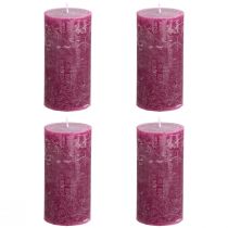 Product Pillar candles dyed Berry candles purple 50×100cm 4 pcs