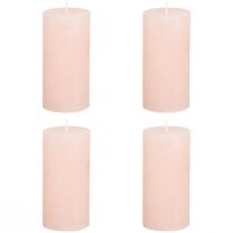 Product Pillar candles, solid colored light pink, 50x100mm, set of 4, Easter candles, table decoration