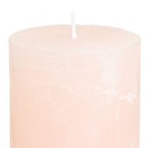 Product Pillar candles, solid colored light pink, 60×100mm, set of 4, decorative candles for Easter and weddings