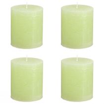 Product Lime Green Dyed Pillar Candles 70×80mm 4-Pack - Atmospheric Decoration &amp; Light