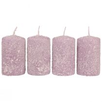 Pillar candles winter Christmas candles purple 60×100mm 4pcs
