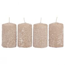 Pillar candles Christmas candles beige 60×100mm 4pcs