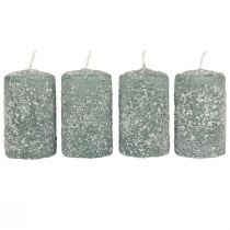 Pillar candles winter Christmas candles green 60×100mm 4pcs