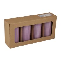 Product Set of 4 pillar candles, grooved decorative candles, 70/130mm in lilac, for table decorations, Advent wreaths & spring arrangements
