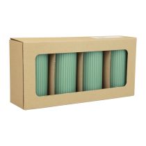Product Pillar Candles Green Emerald Grooved Candles 70/130mm 4 Pcs