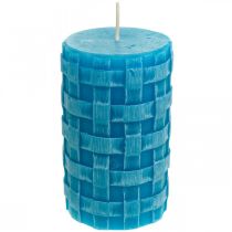 Product Rustic pillar candles, basket pattern candles, turquoise wax candles 110/65 2pcs