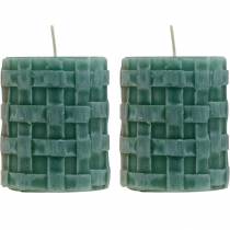 Product Pillar candles Rustic 80/65 green candle decoration candle 2pcs