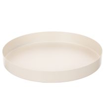 Product Round Metal Tray Decorative Bowl for Home Accessories 20cm Taupe