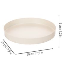 Product Round Metal Tray Decorative Bowl for Home Accessories 20cm Taupe