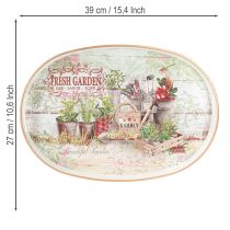 Product Oval tray with handle Fresh Garden Vintage 39x27x3.5cm